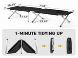 Single Folding Camping Cot for Adults, 74 x 28 x 18 in, Aluminum Frame, Oxford Fabric, Carry Bag, 21461642