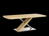 47.25 "-63" Dining Table, Original Wood Color, Seating 4-6 People, Retractable Table, Cross Metal W757P270705