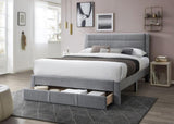 Luxury Contemporary Look 1pc Queen Size Bed w Storage Drawer Gray Corduroy Headboard Bedframe B011P238965