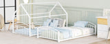 Twin Over Twin Metal Bunk Bed With Slide,Kids House Bed White MF313919AAK