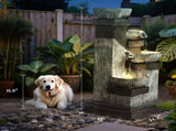 Outsunny 33.5" Outdoor Water, 4-Tier Floor Standing Resin Cascading Bowls Waterfall W2225P485602