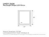 24"x36" LED Bathroom Mirror, Front-Lit and Back-Lit,3 Color Tem Adjustable, Brightness Memory, 41772082