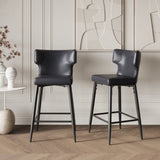 28inch Counter Height Bar Stools Set of 2, Modern Bar Upholstered Chairs with PU Leather, Metal N762P199304B