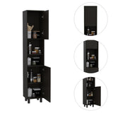 Hobart Pantry, Four Legs, Three Interior Shelves, Two Shelves, Two Cabinets -Black B07091870