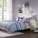 ZNTS Twin/Twin XL Reversible Quilt Set with Throw Pillows B03596118