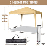 ZNTS 3 x 3m Two Doors & Two Windows Practical Waterproof Right-Angle Folding Tent Khaki 82188292