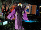 7.2ft Sound-Activated Halloween Witch - Eerie Arm Movements, Terrifying Sounds & Glowing Eyes for 49447258