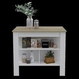 Brooklyn Antibacterial Surface Kitchen Island, Three Concealed Shelves B128P148887