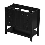 36" Bathroom Vanity without Sink, Cabinet Base Only, One Cabinet and three Drawers, Black WF306244AAB