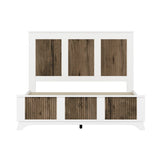 Farmhouse Wooden Platform Queen Size Bed, Modern Platform Bed with Wooden Strip Decoration, Plywood WF530906AAK
