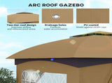 11' x 11' Double Roof Outdoor Gazebo, Beige Patio Gazebo with Curtains, Church Windows 82612795