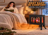 Electric Infrared Quartz Fireplace Stove Heater with 3D Flame Effect, Black 47587252