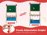 3-in-1 Kids Wooden Easel - Magnetic Chalkboard/WhiteboardPaper Roll, 60 Accessories, NaturalBlue 24573493