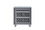 1pc Glam 3-Drawer Nightstand Velvet Tufted Drawer Front Jewelry Tray Faux Crystal Drawer Knobs B011P228567