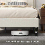Full Size Platform Bed Frame with Fabric Upholstered Headboard and Wooden Slats Support 20884714