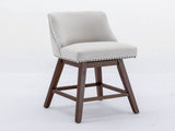 Counter Height Swivel Barstools, 26'' H Seat Height Upholstered Bar Stools Set of 2, Fabric in Ivory W1143P151490