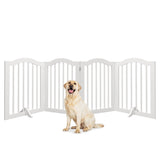 27.6" Height Tall Freestanding Pet Gate, 4 Panels Foldable Dog Gate, Solid Wood Folding Safety Fence 04478845