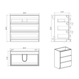 Alice-36F-105,Floor cabinet WITHOUT basin, Walnut color, With three drawers, Pre-assembled W1865107749