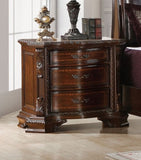 ZNTS Formal Traditional 1pc Nightstand Only Brown Cherry Solid wood 3-Drawers Intricate Accents Glides B011139600