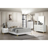 White and Gold 2-Drawer Rectangular Nightstand B062P145600