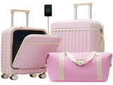 Front Opening Luggage Set 3 Piece, Hardside Carry on Suitcase with USB Port, Expandable Luggage with 21940538
