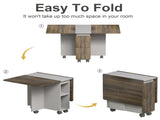 5 Pieces Folding Extendable Dining Table Set with 4 Chairs for 4 Peoples, 55'' Drop Leaf Wood 44378829