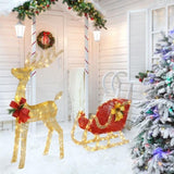 Golden Elk Deer Sled Iron Frame Cotton Thread Green Onion Powder Courtyard Elk Decoration 95262530