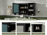3-in-1 Bathroom Mirror Cabinet, 41-inch Wall Mounted Medicine Cabinet with Adjustable Shelf & Soft N710P358613B