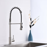 Commercial Modern Single Handle Spring High Arc Kitchen Faucet Brushed Nickel JYD0674BN