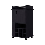 ZNTS Allandale 1-Door Bar Cart with Wine Rack and Casters Black B062111721