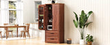 K&K 71" Farmhouse Kitchen Pantry with 2 Large Drawers,Embossed Texture Freestanding Cupboard N707P254905Z