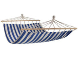 Striped Macrame Quilted Two Person Double Hammock - 9' x 56" - Blue and Cream 41777419