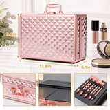 ZNTS Portable Makeup Case with LED Mirror Travel Makeup Bag Cosmetic Organizer Box with Locks, Brush W1550P163304