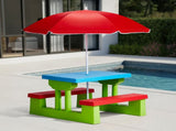 Kids Outdoor Table and Chair Sets with Removable Umbrella, Kids Picnic Table for Backyard Garden 70782072