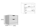 Double Drawer Nightstand 19"H, Bedside Table, White B097133026