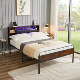 ZNTS Bed Frame with Storage Headboard/USB Charging Station,Metal Platform Bed Frame Full Size No Box W2151130480