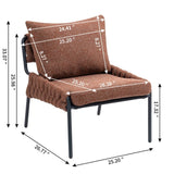 Modern Accent Lounge Chair with Braided Upholstery and Metal Frame, Comfortable Armchair for Living W2215P256511