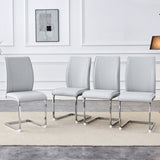 Luxury Simple Arch Chair - Set of 4 Light Gray PU Material High Resilience Dining Chair with Arched W1151P154861