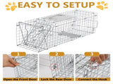 24" Live Animal Cage Trap, Heavy Duty Folding Raccoon Trap, Humane Cat Trap with Handle for Rabbits, 56586332