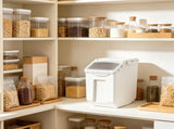 2 x 15L Ingredient Storage Bin, Dispenser Container Set with Measuring Cups, Attachable Casters & 15529913