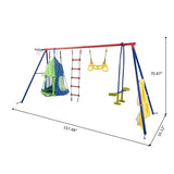 ZNTS XNS092 rinbow colour interesting four function swingset with net swing and face to face metal W1711P208397