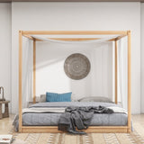 King Size Canopy Platform Bed with Support Legs, Natural WF309290AAM