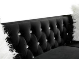 Black, Three-seater Sofa, Velvet Crystal Buckle Upholstery Sofa, Crystal Feet, Removable Cushion, 70232519