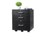 FCH Black Wood Grain Density Board Three Drawers Wooden Filing Cabinet 38131424