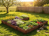Solid Fir Wood Raised Garden Bed, 5-in-1 Combined Planting Planter Box with Dovetail Joints, 35320047