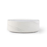 ZNTS 39.37'' White Marble Round Coffee Table Sturdy Fiberglass table for Living Room, No Need Assembly. W876P154763