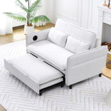 65.74-inch beige letter striped fabric multi-functional sofa bed, suitable for bedrooms and living W3371P311471