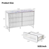 6 Drawer Double Dresser with Slatted Grille Striped Drawer, Modern Style Dresser, High-Quality MDF W578P193307