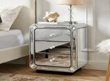 Champagne Gold Mirror Three Drawn Cabinet,Modern End Side, Mirrored Nightstand, Mirrored Side W1005P562320