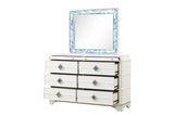 Laguna Modern Style 6- Drawer Dresser Made with Wood, Hidden Jewelry Drawer and Crystal Accents in B009P270823